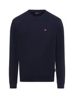 Bluzy męskie - Napapijri Bluza męska - Balis Crew 1 Mężczyźni Materiał dresowy niebieski jednolity, S - miniaturka - grafika 1