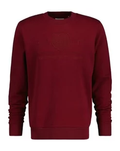 GANT Męska bluza Reg Tonal Shield C-Neck Sweat, Plumped Red, L - Bluzy męskie - miniaturka - grafika 1