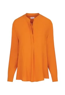 Bluzki damskie - Seidensticker Damska bluzka - modna bluzka - tunika bluzka - regularny krój - stójka - dekolt w serek - długi rękaw - 100% wiskoza, pomarańczowy, 48 - grafika 1