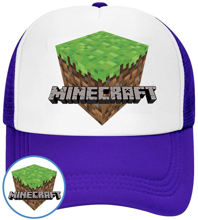 CZAPKA Z DASZKIEM MINECRAFT DLA DZIECI NA LATO NIEBIESKA BEJSBOLÓWKA