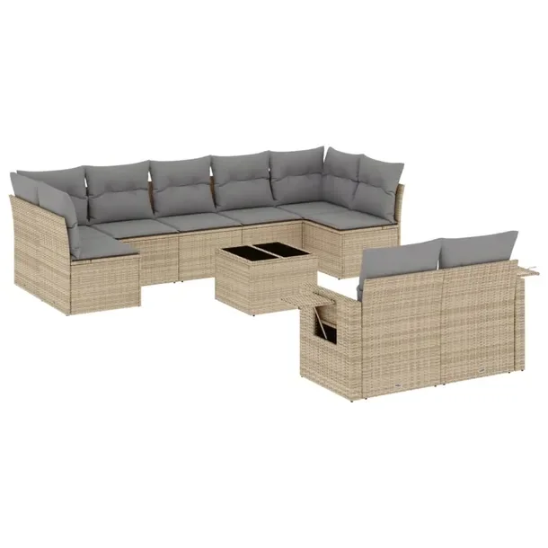 Zestaw mebli ogrodowych modułowych beżowy, rattan PE, wymiary: 62x62x69 c