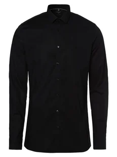 OLYMP No. Six Koszula męska łatwa w prasowaniu z bardzo długim rękawem Mężczyźni Super Slim Fit Bawełna czarny jednolity kołnierzyk kent, 36 - Koszule męskie - miniaturka - grafika 1