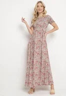 Sukienki - Miętowa Sukienka Hiszpanka Długa z Bawełny w Kwiatowy Print Mrosa - miniaturka - grafika 1