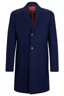 Płaszcze męskie - HUGO Męski płaszcz Malte2341 z mieszanki wełny z guzikami orzechowymi, Navy412., 50 - miniaturka - grafika 1