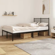 Łóżka - Metalowa rama łóżka z wezgłowiem, czarna, 120x190 cm Lumarko! - miniaturka - grafika 1