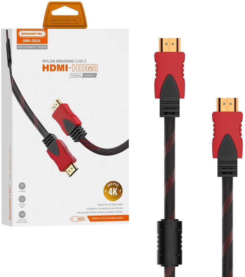 Kabel Somostel kabel HDMI 4K 1.5m czarno-czerwony SMS-ZB20 36153