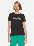 Koszulki i topy damskie - Tommy Hilfiger T-Shirt Signature WW0WW41674 Czarny Regular Fit - miniaturka - grafika 1