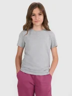 Koszulki dla dziewczynek - 4F T-shirt regular gładki dziewczęcy - szary 122 (6-7 lat) - miniaturka - grafika 1