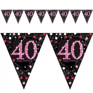 Urodziny dla dorosłych - Amscan Baner flagi "Urodziny 40", Sparkling Celebrations Pink, 4 m 9900598 - miniaturka - grafika 1
