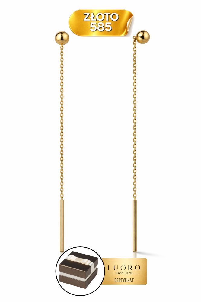 KOLCZYKI ZŁOTE 585 14K KULKI PRZEWLEKANE 50 MM ELEGANCKIE KLASYczne