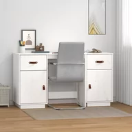 Biurka - Vidaxl biurko z szafkami, biały 135x50x75 cm, drewno sosnowe - miniaturka - grafika 1