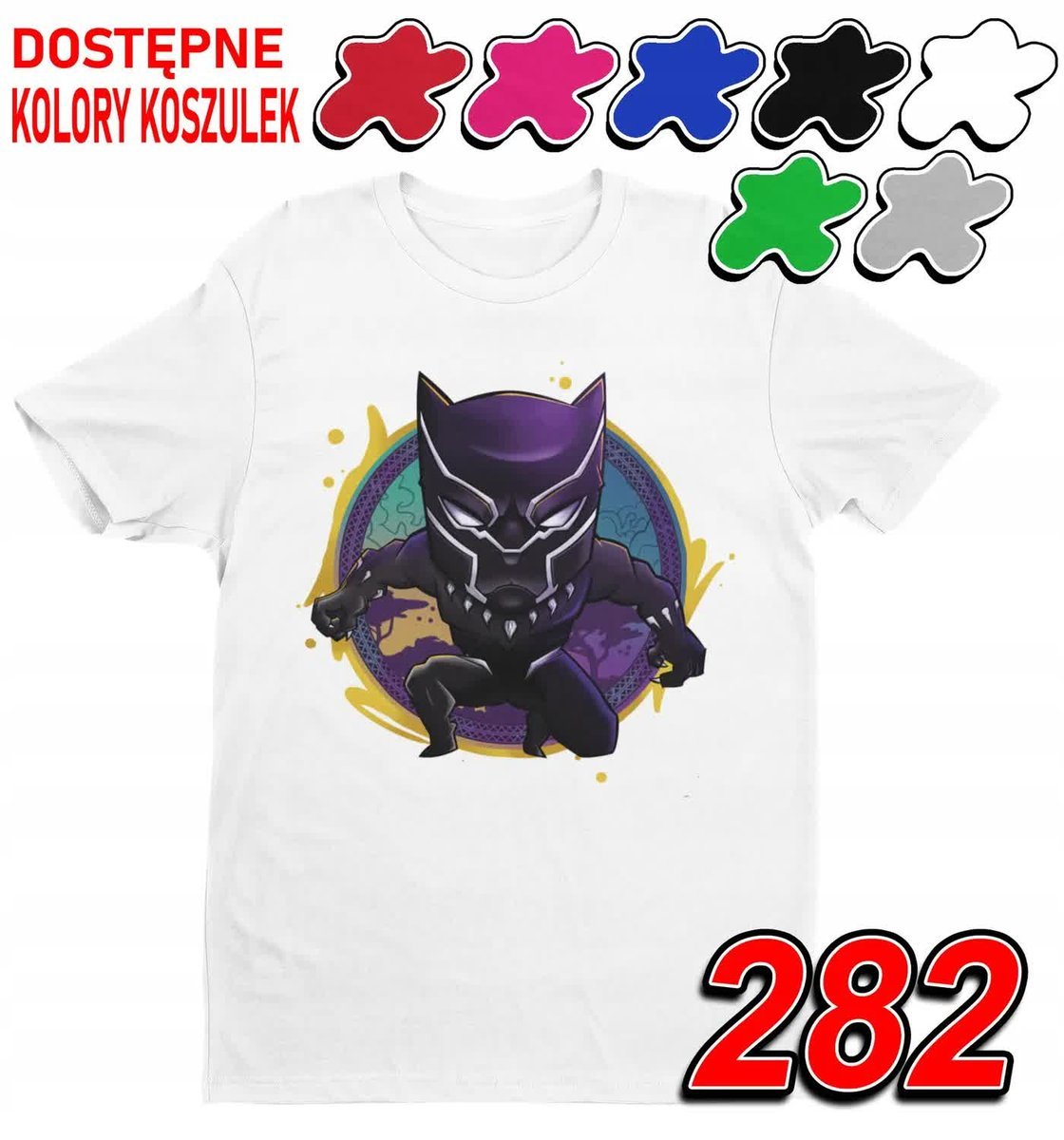 Dziecięca Koszulka Z Nadrukiem Avengers Czarna Pantera Kot- Xxxs 86-98