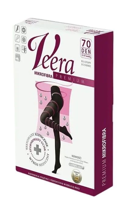 Veera Rajstopy Przeciwżylakowe 70 Den Mikrofibra Kolor Czarny, Rozmiar 5