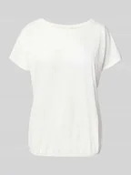 Koszulki i topy damskie - T-shirt o luźnym kroju z ażurowej dzianiny - miniaturka - grafika 1