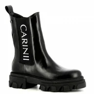 Botki damskie - Czarne skórzane sztyblety damskie CARINII - Carinii - miniaturka - grafika 1