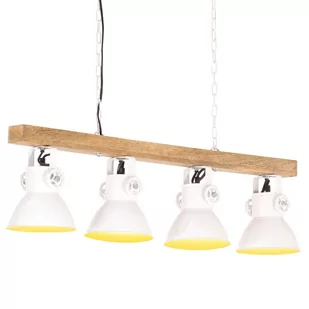 vidaXL Industrialna lampa sufitowa, biała, E27, drewno mango 320524 - Lampy sufitowe - miniaturka - grafika 1