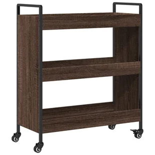 vidaXL Wózek kuchenny brązowy dąb 70x30x82 cm materiał drewnopochodny - Wózki kuchenne - miniaturka - grafika 1