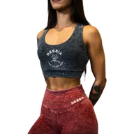 Biustonosze - Biustonosz damski Nebbia NEBBIA x OLYMPIA Washed Medium-Support Sports Bra GOLDEN AGE 778 black XS - miniaturka - grafika 1