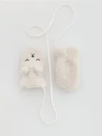 Buciki dla niemowląt - Reserved - Jednopalczaste rękawiczki na sznurku - złamana biel - miniaturka - grafika 1