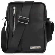 Torby męskie - Męska torba skórzana przez ramię czarna Beltimore premium raportówka skóra - miniaturka - grafika 1