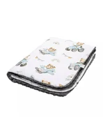 Koce i narzuty dla dzieci - Bonjour Cherie Koc przedszkolaka 100/150 Traktory Minky Smoked Pearl - miniaturka - grafika 1