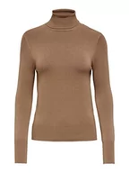 Swetry damskie - ONLY Damski sweter z dzianiny z golfem, Toasted Coconut, M - miniaturka - grafika 1
