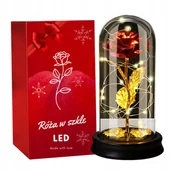 Sztuczne kwiaty - Wieczna Róża W Szkle Prezent Świecąca LED [Se-Roz2] - miniaturka - grafika 1