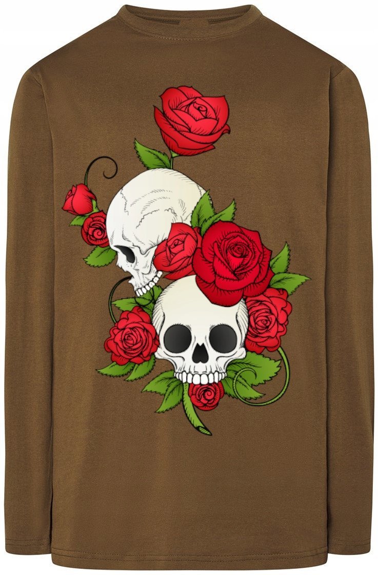 Bluza Longsleeve Róże Czaszki Modna Rozm.L