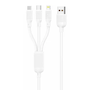 Kabel 3w1 USB do USB-C / Lightning / Micro USB Foneng X80, 100W, 1.2m (biały) - Kable - miniaturka - grafika 1