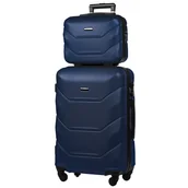 Walizki - Zestaw Walizka Średnia + Kuferek z ABS-u (M+BC) Granatowy - miniaturka - grafika 1