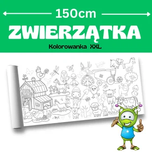 Zwierzątka XXL - kolorowanka o długości 150cm - Kolorowanki, wyklejanki - miniaturka - grafika 1