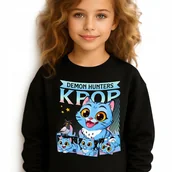 Bluzy dla dziewczynek - Bluza Dziecięca Czarna KPOP TIGER Do Przedszkola K-pop Muzyka Wz - 152 cm - miniaturka - grafika 1