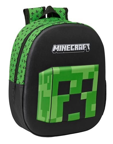 MINECRAFT 3D plecak szkolny, wzór 3D, dostosowany do wózka, idealny dla dzieci w różnym wieku, wygodny i wszechstronny, jakość i wytrzymałość, 27 x 10 x 33 cm, Biały, M, Casual