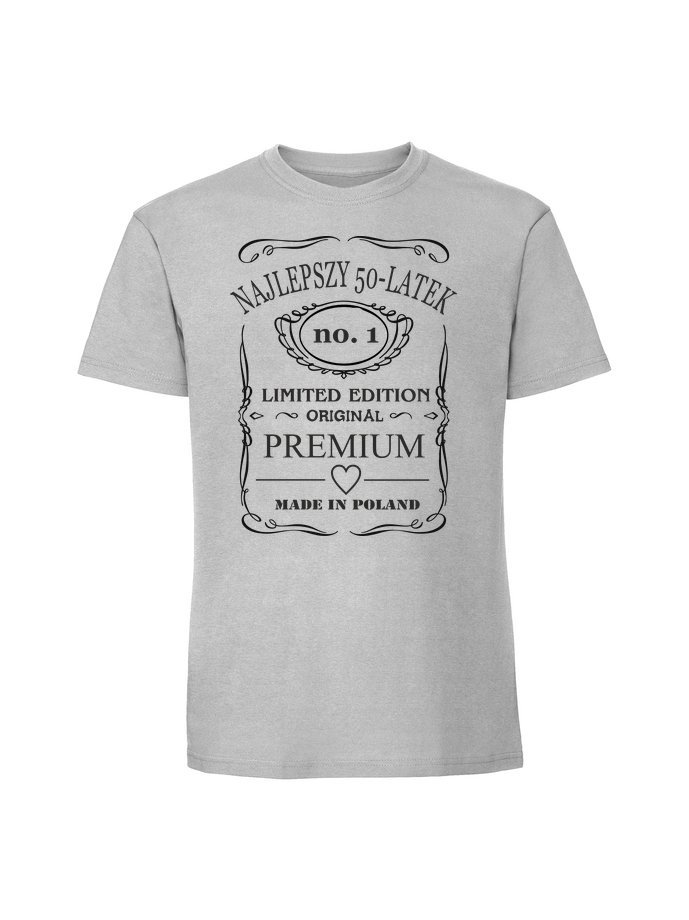 Męska koszulka z nadrukiem - 50 NAJLEPSZY 50=LATEK JACK DANIELS Pastelowy szary XXL