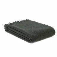 Koce - Koc wełniany merynos Buckle 140x200 zielony ciemny z frędzlami - miniaturka - grafika 1