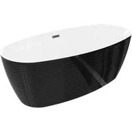 Wanny - Mexen Lira wanna wolnostojąca wzór 170 x 80 cm, biała/czarna, przelew czarny - 52831708075-70 - miniaturka - grafika 1