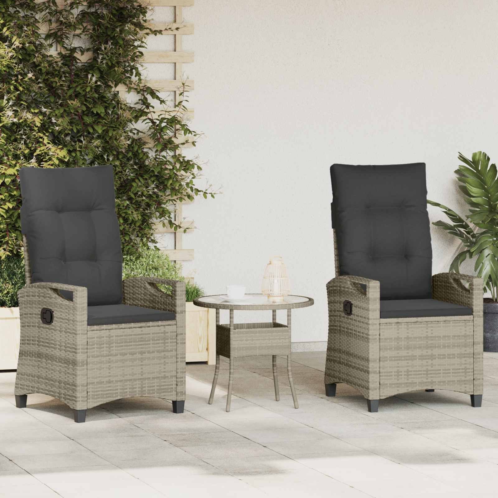 vidaXL Krzesło Ogrodowe 2 pcs Jasnoszary i ciemnoszary 42026835