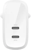 Ładowarki do telefonów - Ładowarka ścienna Belkin 30 W z podwójnym portem USB-C 60 W PD, biała (WCB010VFWH) - miniaturka - grafika 1