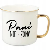 Kubki - KUBEK UCHO RANT ZŁOTY PORCELANOWY RETRO 280ML PREZENT DLA PANI NIE-ŻONA WZ - miniaturka - grafika 1