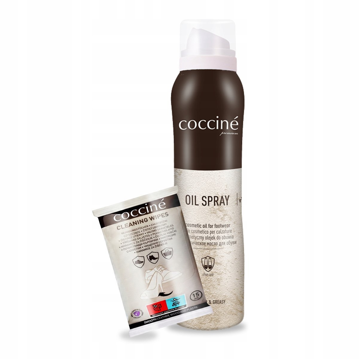 Oil Spray Płynny Tłuszcz z Chusteczkami do Skóry Coccine Zestaw 2w1