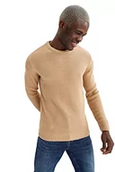 Koszulki męskie - DeFacto Męski sweter z dzianiny z długim rękawem okrągły dekolt - slim fit sweter dla mężczyzn topy (LT.Beige Melange,XS), L. beżowy melanż, XS - miniaturka - grafika 1