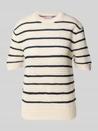 Swetry damskie - Sweter szydełkowy o kroju regular fit z mieszanki bawełny - miniaturka - grafika 1