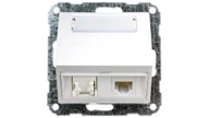 Gniazdka elektryczne - Optima Gniazdo teleinformatyczne podwójne RJ12/RJ45 kat.5e białe 12004902 - miniaturka - grafika 1