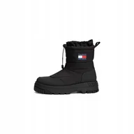 Buty zimowe męskie - Tommy Hilfiger Jeans Oryginalne Śniegowce Tkanina Czarne Nazwa Marki 45 - miniaturka - grafika 1