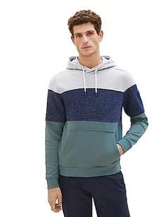 TOM TAILOR Męska bluza z kapturem o wyglądzie Cutline, 19643-zielony pył, L - Bluzy męskie - miniaturka - grafika 1