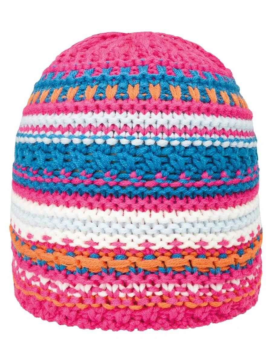 Czapka dzianinowa w paski różowa Doll r.49