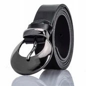 Paski - Pasek Gracio KLAMRA Okrągła GRAFIT Damski DŁUGI - miniaturka - grafika 1