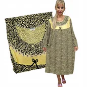 Bielizna nocna - BAWEŁNA KOSZULA NOCNA panterka długi rękaw luźna piżama 50 52 5XL 6XL - miniaturka - grafika 1