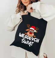 Torby i wózki na zakupy - Torba na zakupy bawełniana z reniferem - miniaturka - grafika 1