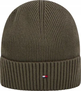 CZAPKA ZIMOWA TOMMY HILFIGER TH FLAG BEANIE AM0AM12796 RBN ZIELONA - Czapki damskie - miniaturka - grafika 1